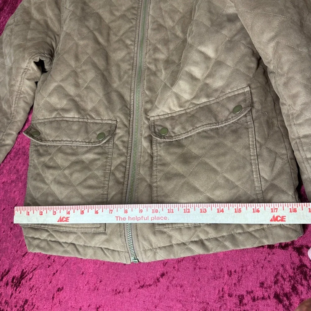 Banana‎ Republic Quilted Jacket Mens Medium Beige Lightweight Long Sleeve Zip-Up